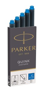 Naboje do pióra Parker Quink niebieskie zmywalne